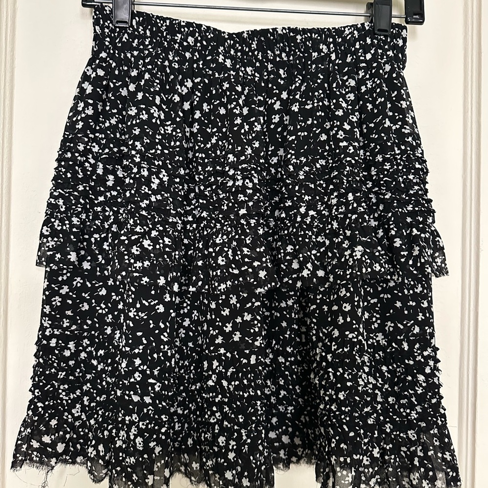 Floral Black and White Skirt